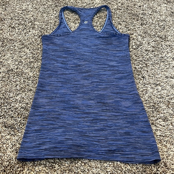 Lululemon Cool Racerback Tank Top Shirt Cadet Blue black gray Stripes, size 4 - Picture 4 of 9